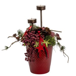 Juledeko. 05, Rød m. fyrfadsstager