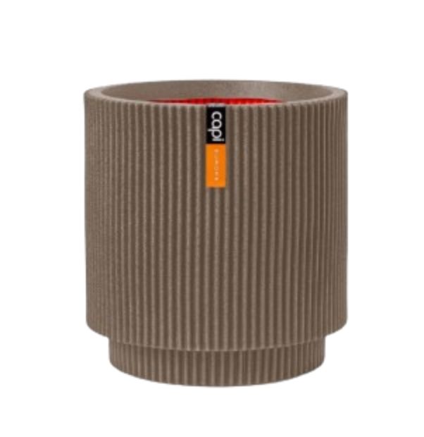 Vase Cylinder Groove Taupe